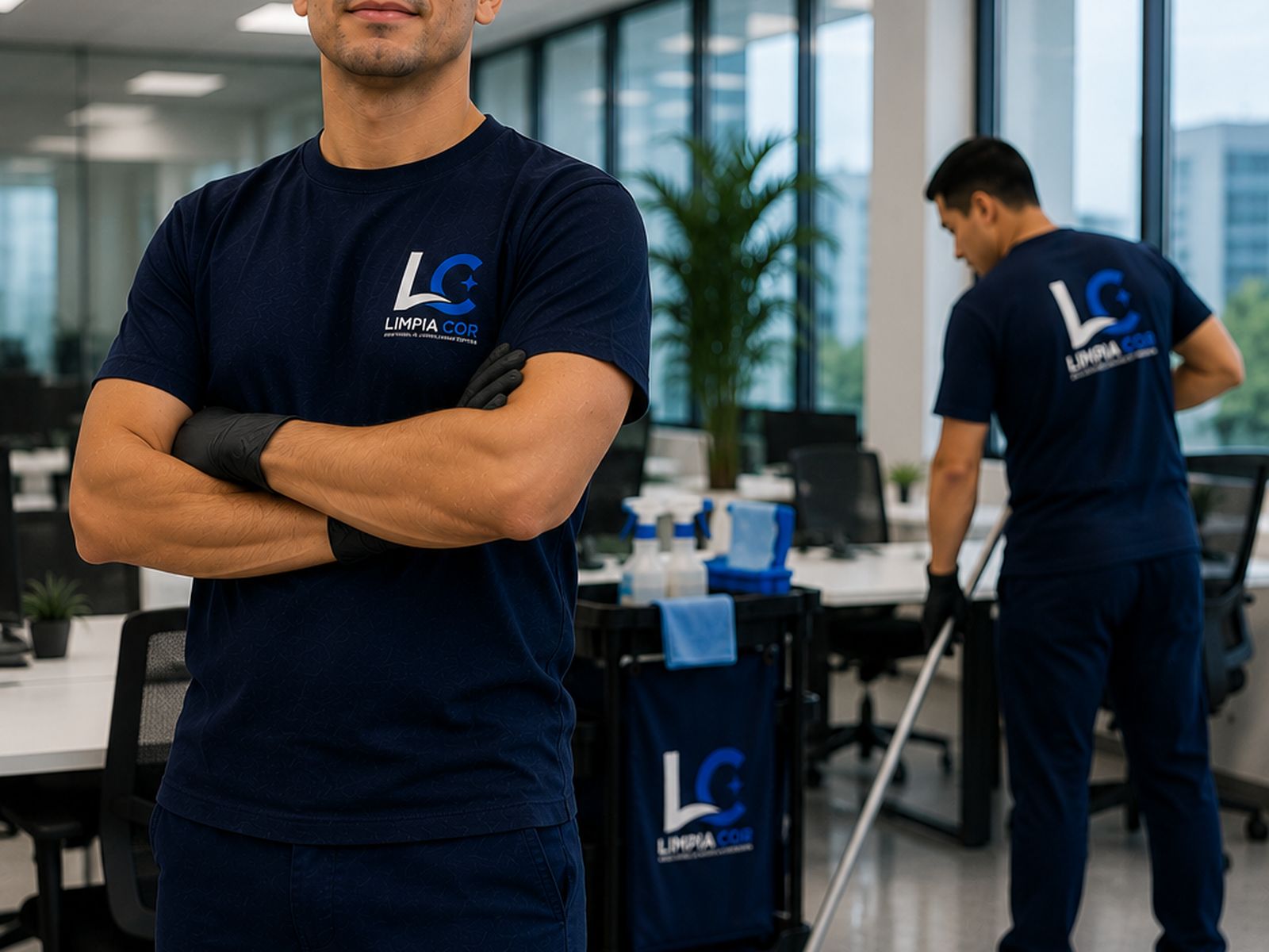 Supervisor de Limpia Cor con su equipo en una oficina de Córdoba